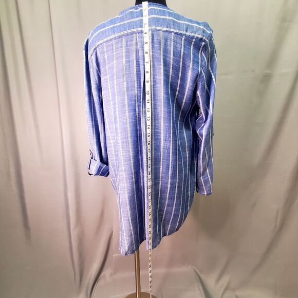 JENNIFER & GRACE, Beach Tunic  blue with white stripes size L - Picture 10 of 13